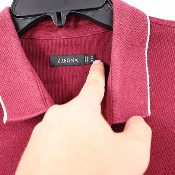 Z ZEGNA Shirt MENS 2XL Polo Maroon Short sleeve Cotton embroidered logo casual - Picture 3 of 10
